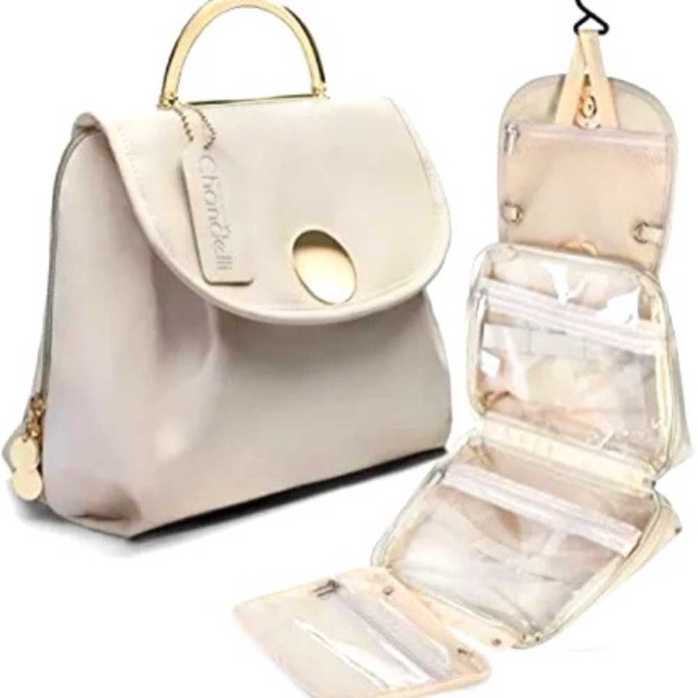 Chandelli Toiletry Bag Cream - Travel Cosmetic Makeup Organizer Bag - Brand New